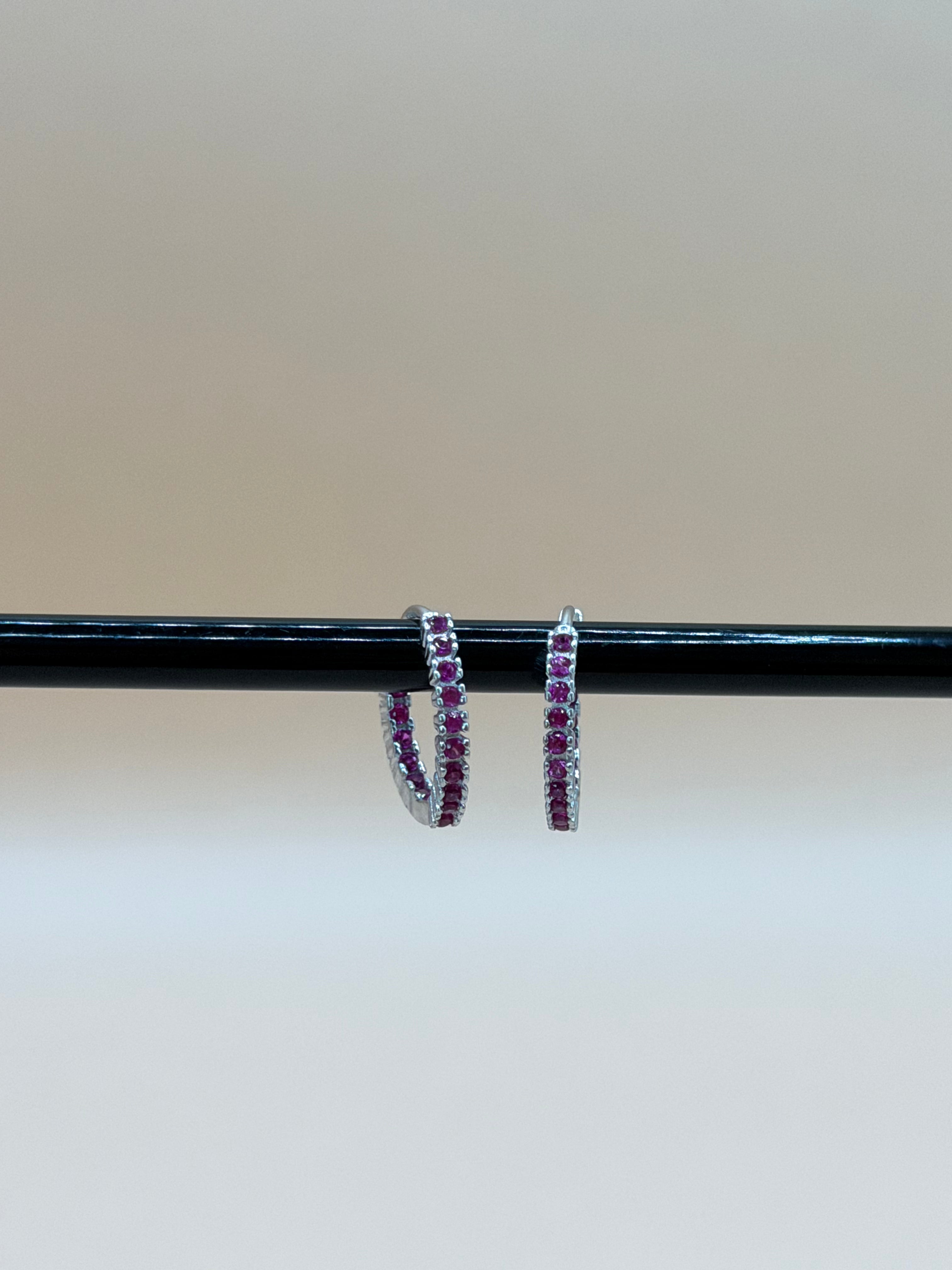 "ROSALIA" Creolen aus 925 Sterlingsilber mit rosa Zirkonen