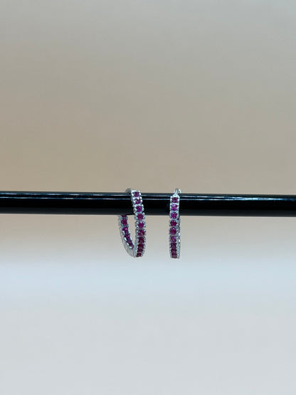 "ROSALIA" Creolen aus 925 Sterlingsilber mit rosa Zirkonen