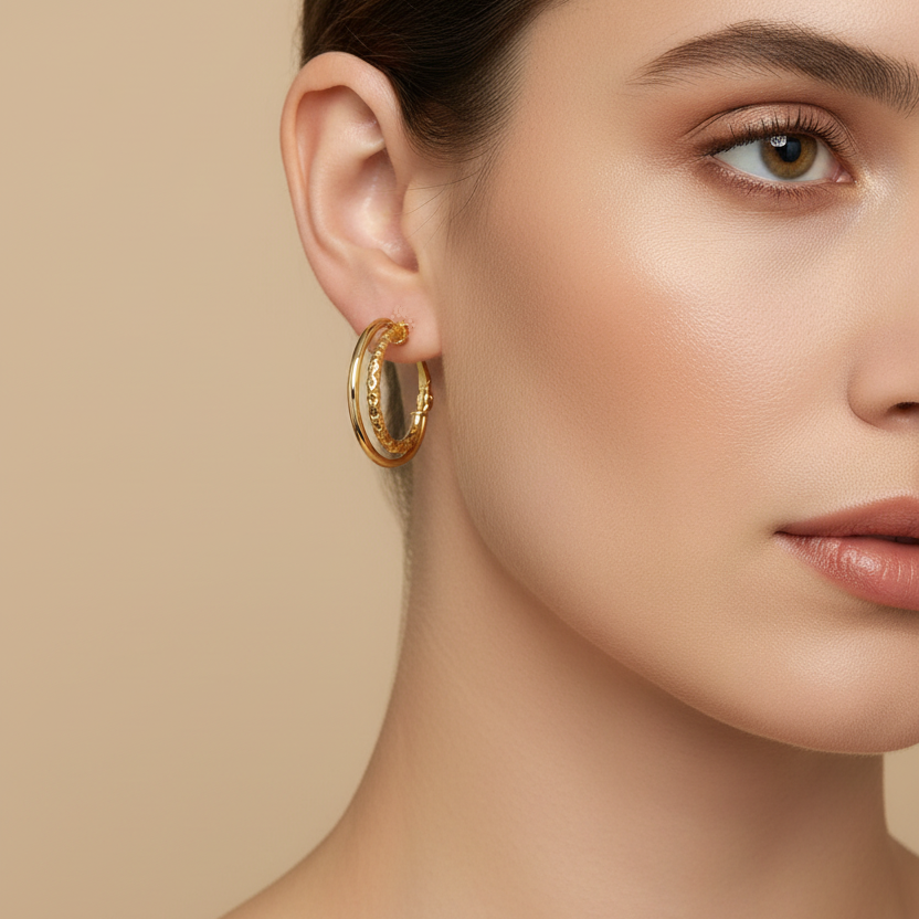 Eclissi – Faceted Gold-Plated Double Hoop Earrings
