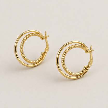 Eclissi – Faceted Gold-Plated Double Hoop Earrings